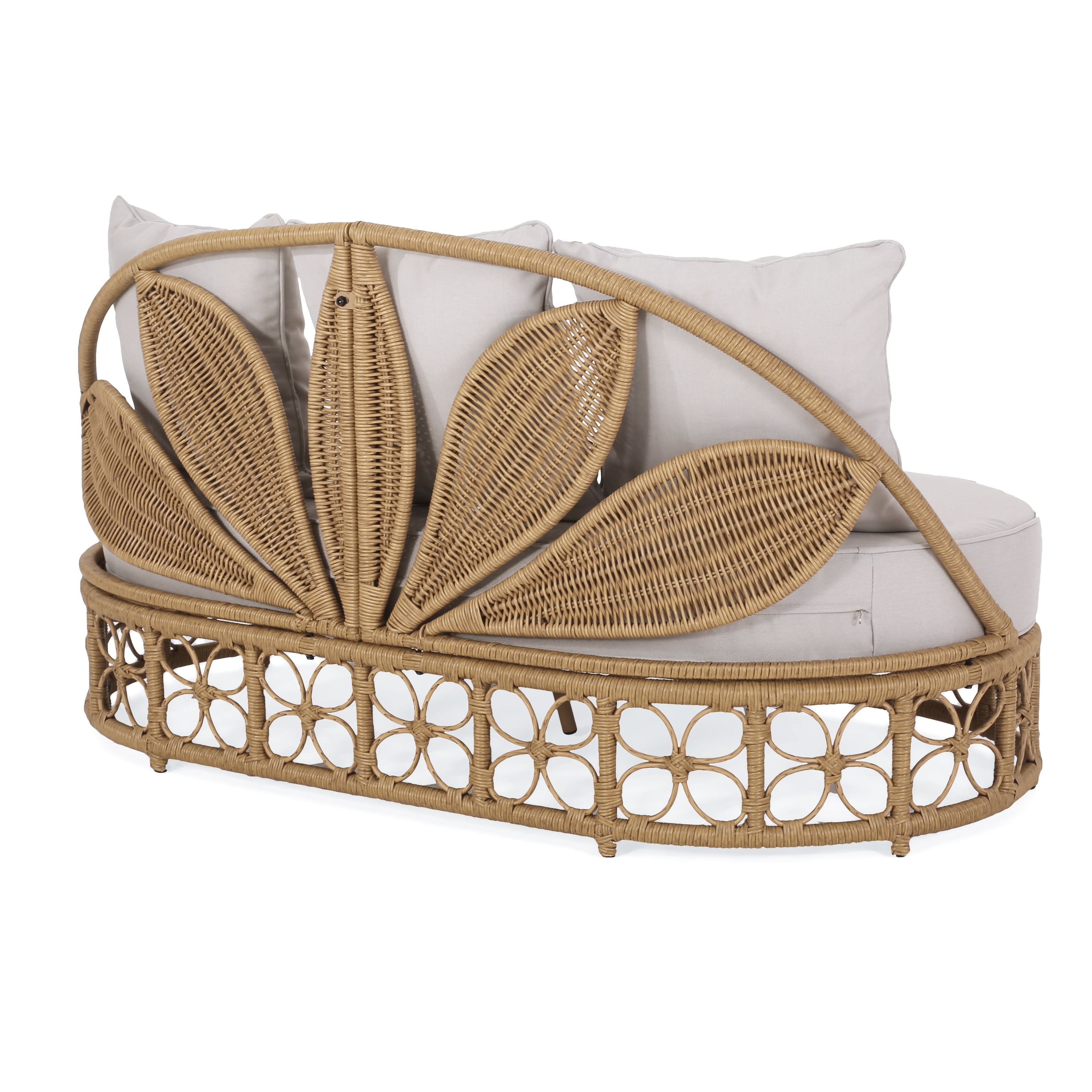 Patio Furniture Outdoor Daybed with Wicker Rattan, 60" Wide Outdoor Wicker Patio Daybed with Cushions for Lawn Garden Backyard Pool