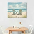 thumbnail image 2 of COMIO  Seascape Wall Art Canvas Picture: Beach Chair Seascape Print Decor Ocean Coastal Scene Painting Seaside Sea Wave Grass Artwork for Bathroom Living Room, 2 of 4