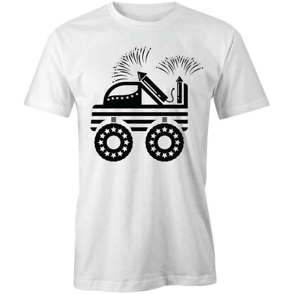Fireworks Truck T-Shirt | Patriotic American White Tee Gift