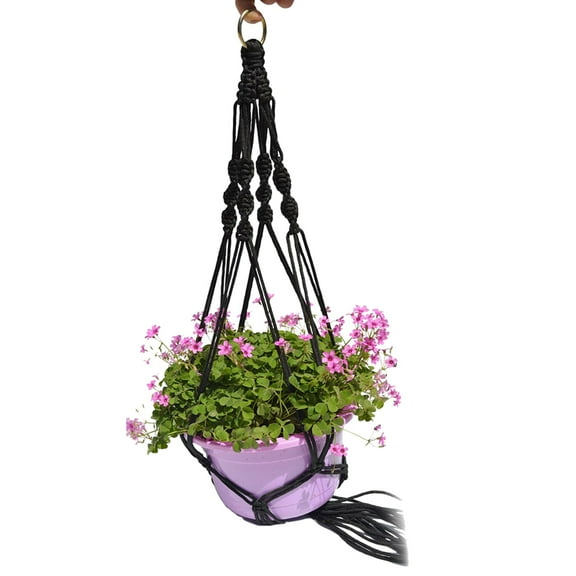 LULULION Sturdy Black Jute Plant Hanger for Indoor Outdoor Flower Pots Easy to Use Classic Design 36 Inch