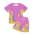 thumbnail image 4 of LRen Girls Outfits Size 4 Letter Print Shorts Sleeve Sports Sets Crew Neck Casual Street Outfit Preppy Clothes, 4 of 4