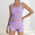 thumbnail image 5 of Aihuaihua Women's Casual Solid Color Slim Fit Tank Top and High Waist Shorts Two Piece Summer Outfit, 5 of 9