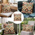 thumbnail image 4 of Throw Pillow Covers, Abstract Moroccan Decorative Throw Pillow Covers 20x20 Inch, Vintage Bohemia Geometric Floral Pattern Square Linen Pillow Cases for Couch/Living Room/Sofa, 4 of 9