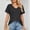 *Black, variant on ClodeEU Women's V Neck Short Sleeve Tee ,Solid Color Casual Loose T Shirt Wine,Womens Plus M