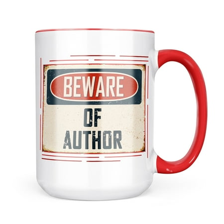 

Neonblond Beware Of Author Vintage Funny Sign Mug gift for Coffee Tea lovers
