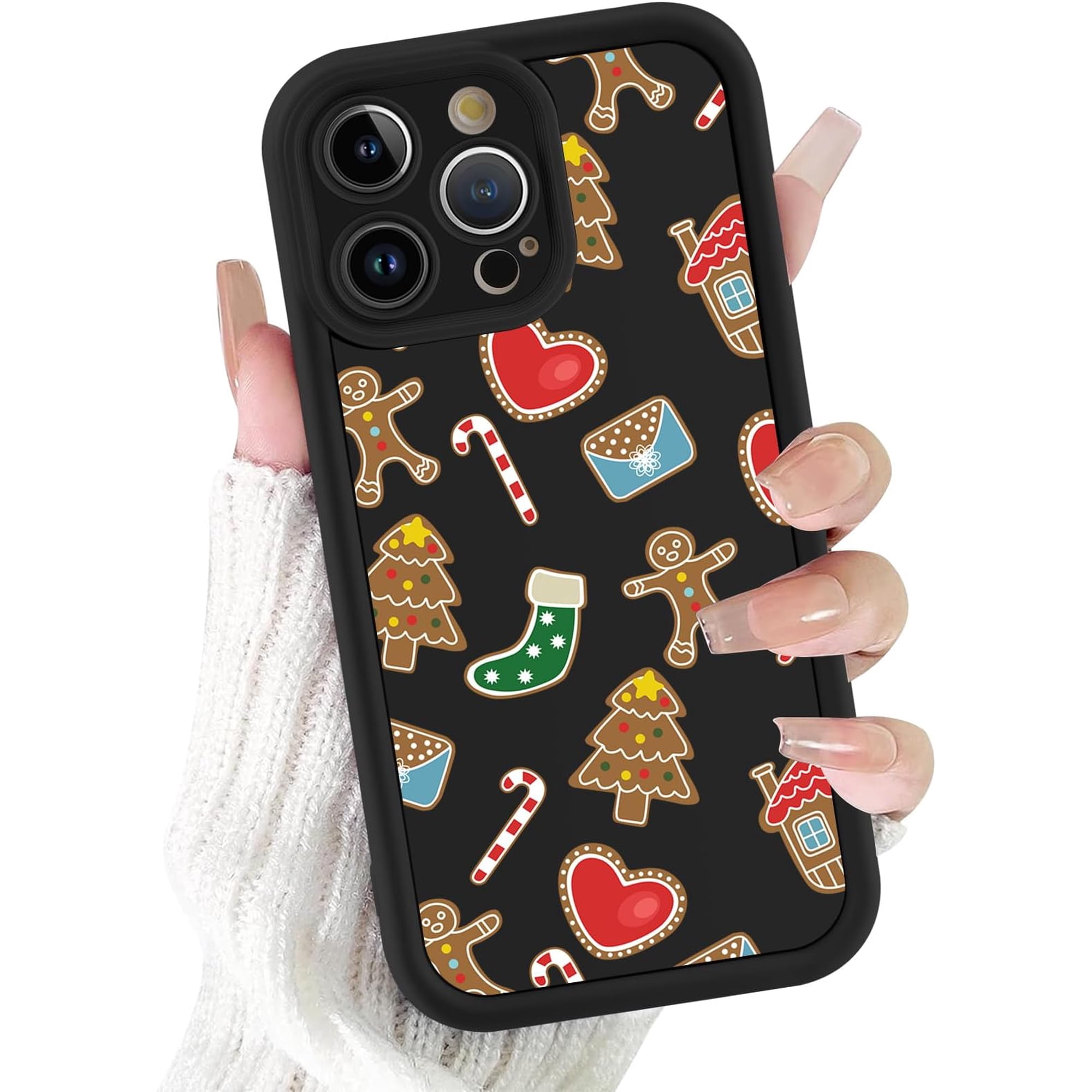 Christmas Print Phone Case for iPhone X/XS 5.8", with Aesthetics Pattern Design Soft TPU Silicone Xmas Cases, Shockproof Bumper Protector Camera Girls Women Cover, Gingerbread