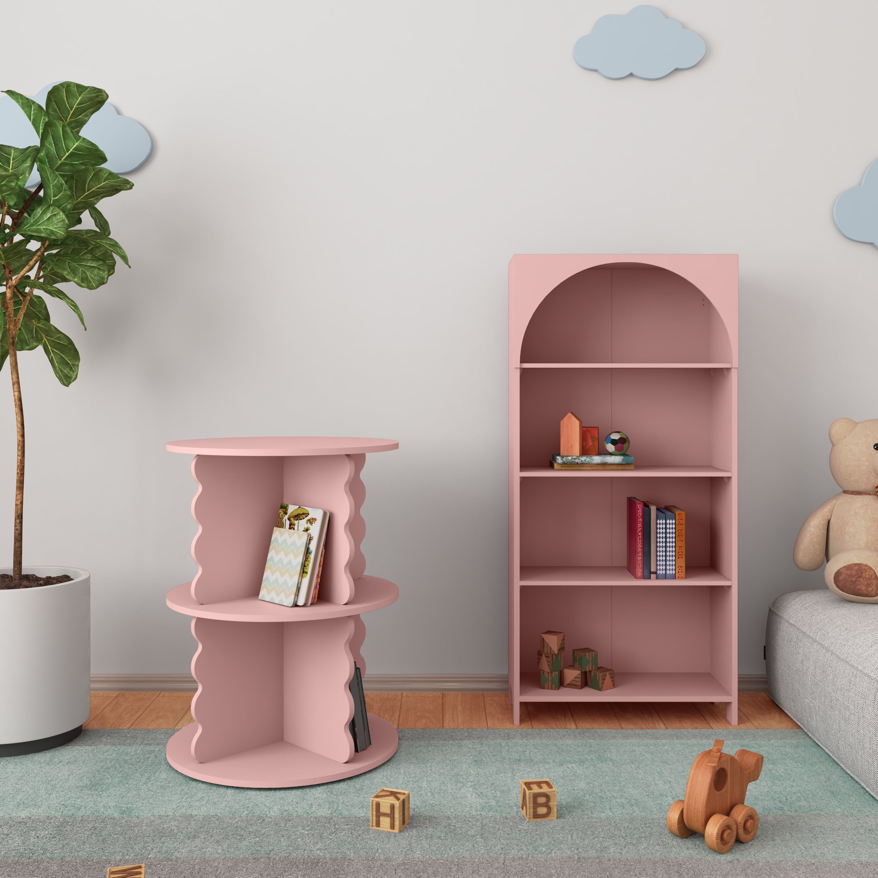 House of Happy Arched Bookshelf, Pink