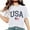 White, variant on Lovskoo Women's Summer Tops Trendy Independence Day Printed Short Sleeved Round Neck T-Shirt Top White
