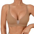 thumbnail image 2 of Wireless Seamless Jelly Bra for Women JIANLAI Women's Wirefree V Neck Seamless Everyday Bra, Adjustable Thin Straps Padded Invisible Basic Bralette, 2 of 5