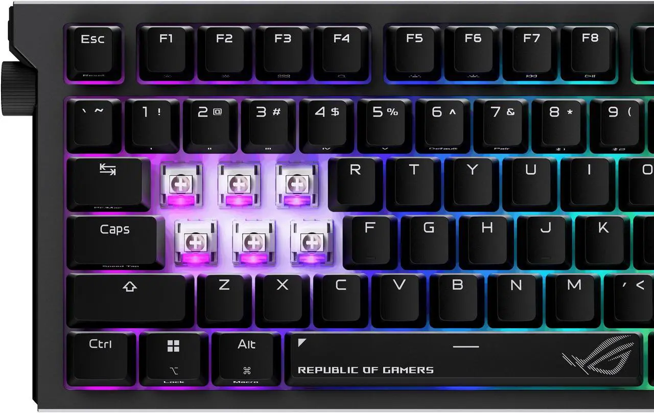 ASUS ROG Strix Morph 96 Wireless Mechanical Gaming Keyboard - 96% Full-Size, Tri-Mode, Hot Swappable NX Snow V2 Linear Switch, South Facing PCB, ABS Keycap, PC/Mac Support, Web-based Config - Black