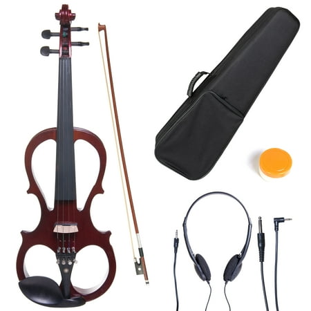 Cecilio 4/4 CEVN-1NA Solidwood Metallic Mahogany Electric/Silent Violin with Ebony Fittings-Full