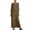 Coffee, variant on Women's V Neck Three Quarter Sleeve Maxi Dress Button Placket Loose Fit Casual Summer Linen Blend Caftan Dress