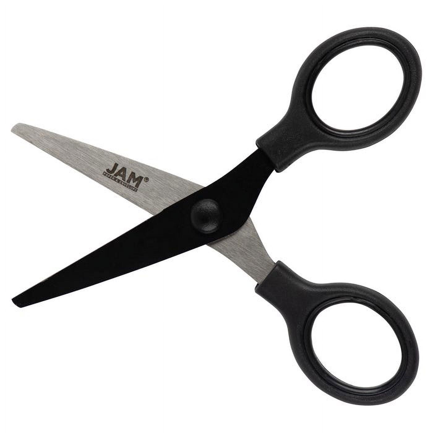 JAM Paper Multi-Purpose Mini Scissors, 5in, Black, Soft Grip & Stainless Steel Precision Blades, 1/Pack