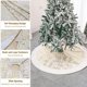 thumbnail image 2 of Falda para árbol de Navidad de color blanco, 48 pulgadas, falda para árbol de Navidad de color blanco y dorado, patrón de rama de flores navideñas (flor), 2 of 4