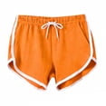 thumbnail image 3 of Womens Athletic Shorts Running Color Block Shorts with Pockets and Drawstring (Orange XXXL), 3 of 4