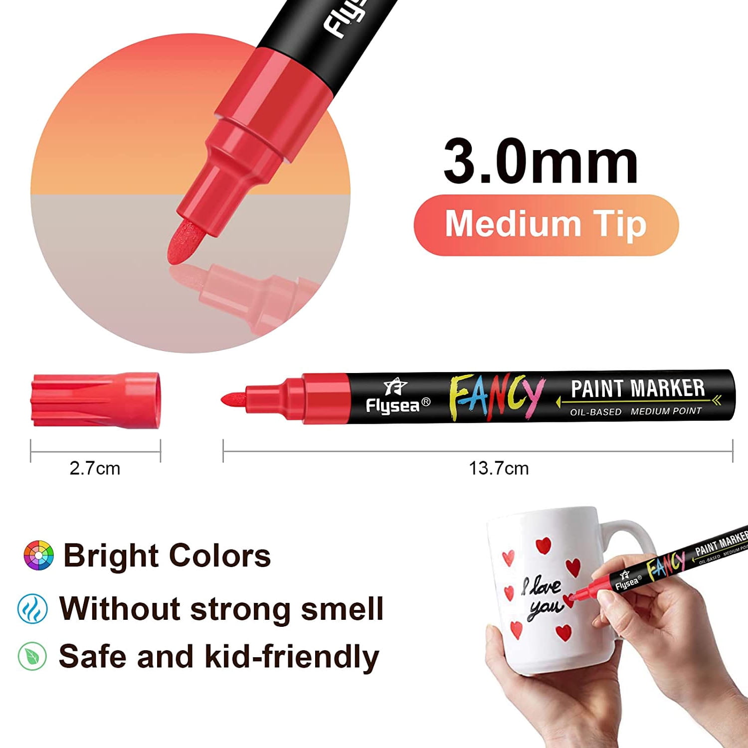 Paint Markers, 20 Colors Oil-Based Waterproof Paint Marker Pen Set, Never Fade Quick Dry and Permanent