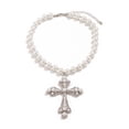 thumbnail image 5 of NICKSUN Vintage Filigree Cross Pendant Pearl Beaded Choker Necklace, Gothic Multi-Layer Imitation Pearl Chain Necklace, 5 of 6