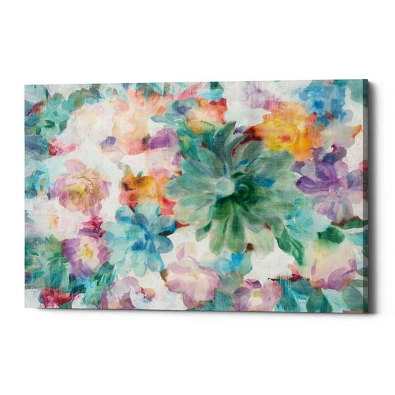 Epic Graffiti 'Succulent Florals Crop' by Danhui Nai, Giclee Canvas Wall Art - Green 18" x 12"