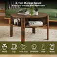 thumbnail image 4 of CRXX Round Coffee Table, 2-Tier Mid Century Modern Tea Cocktail Table with Storage Shelves & 4 Side Compartments, Wood Center Table for Living Room, Small Spaces (Rustic Brown), 4 of 10