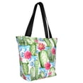 thumbnail image 2 of Fotbe Flowers and Cactus Pattern Beach Tote,Shoulder Handbag,Spacious Tote Bag,Lightweight Travel Bag,Versatile Shopping Bag, 2 of 9