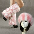 thumbnail image 2 of 1 Set Hat Sock Suit Cold Protection Stretchy Soft Non-shrink Tear-resistant Keep Warmth Acrylic Fibers Faux Fur Empty Top Beanie Boot Socks Kit for Winter, 2 of 10