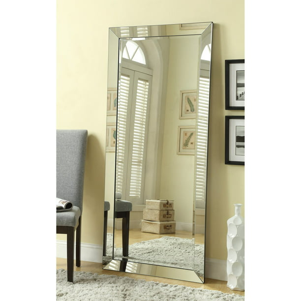 Rectangular Floor Mirror Silver, 7 Foot Tall Leaning Mirror