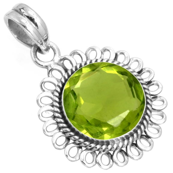 Peridot Quartz Pendant 925 Sterling Silver Handmade Jewelry