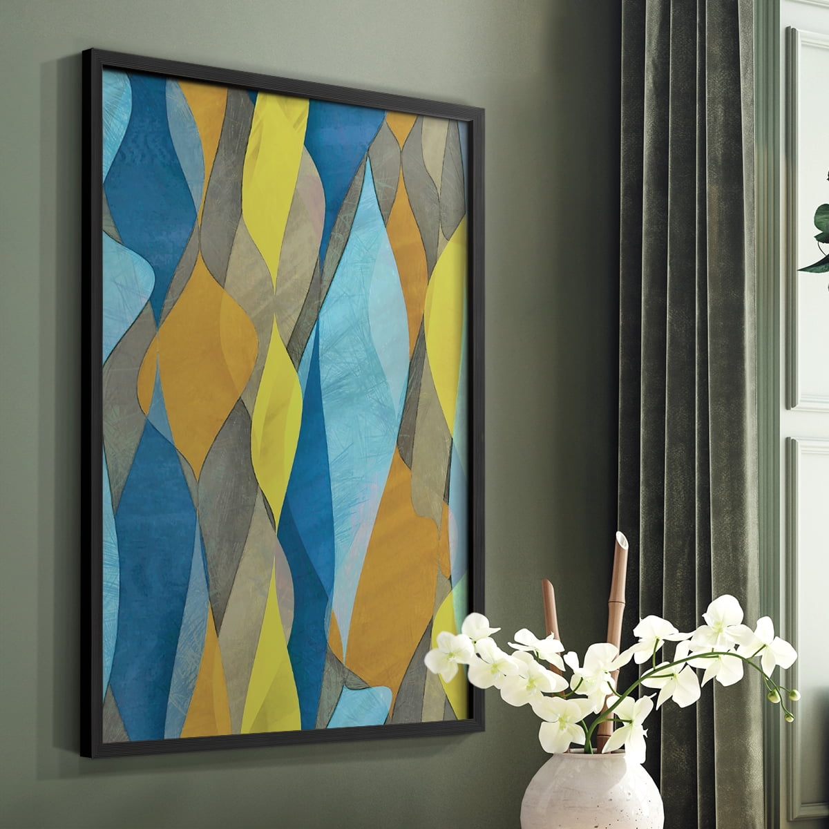 Colorful Cascade I Framed Print in Black Solid Wood Framed Print No Nail Hanging