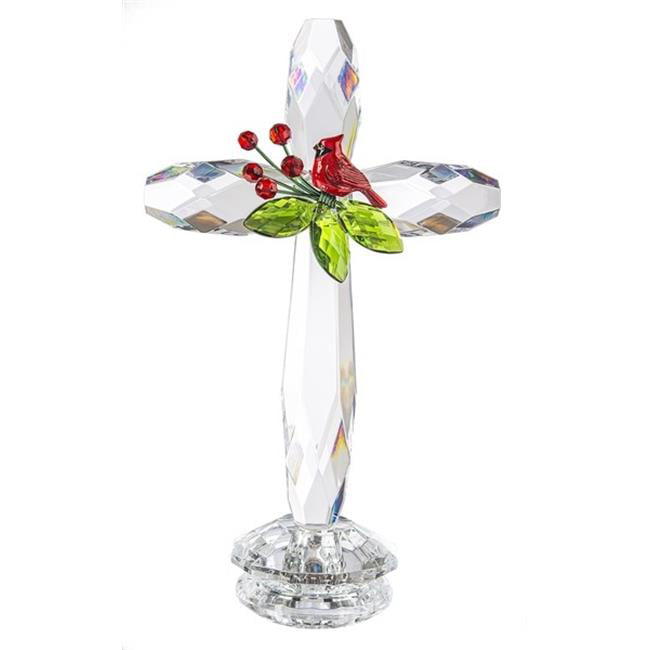 Ganz Crystal Expressions Acrylic Standing Cross w/Mistletoe 8" Tall 