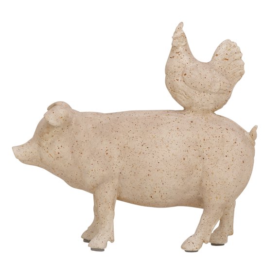 8" x 8" Beige Polystone Stacked Farm Animals Sculpture, by DecMode