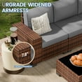 thumbnail image 5 of Poteban Patio Furniture Set 6 PCS Outdoor Sectional Conversation Sets Featuring Widen Wicker Armrests and High Back, Brown&Grey, 5 of 6