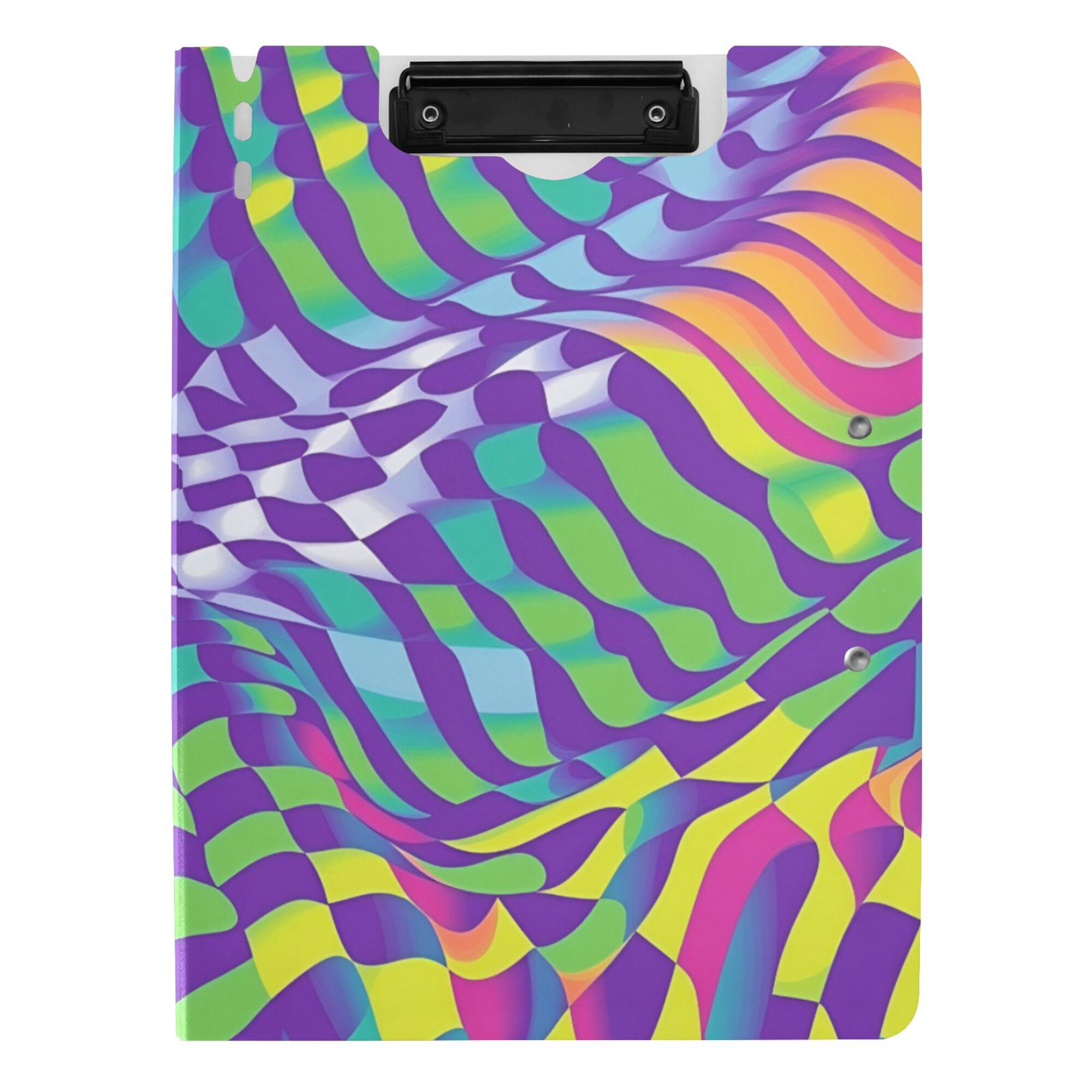 FORMRS A4 Clipboard Folder with Pen Holder Horizontal Foldable School Office Binder, Green Wavy Pattern