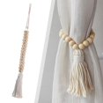 thumbnail image 4 of Natural Wood Bead Tiebacks Farmhouse Curtain Holdback Beaded Curtain Tie Back Curtain Holder Curtain Rope Tie for Drapes Home Decor, 4 of 9