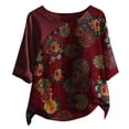 thumbnail image 4 of Vestidos Casuales Para Mujer, Blusas De Mujer De Moda Blusa informal de manga corta con cuello redondo y estampado para mujer, 4 of 4