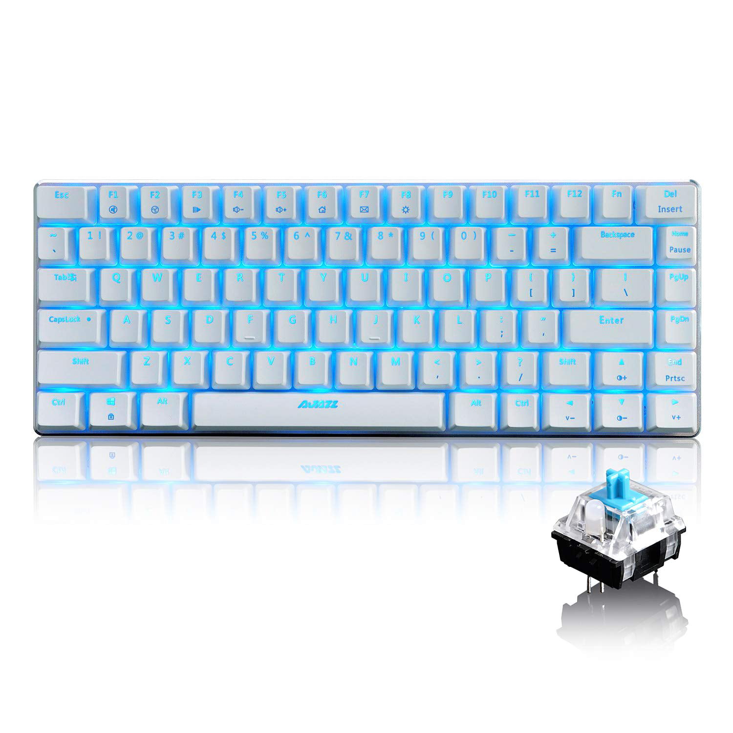 82 Keys Mini Gaming Mechanical Keyboard White Switch Blue Light NEW 