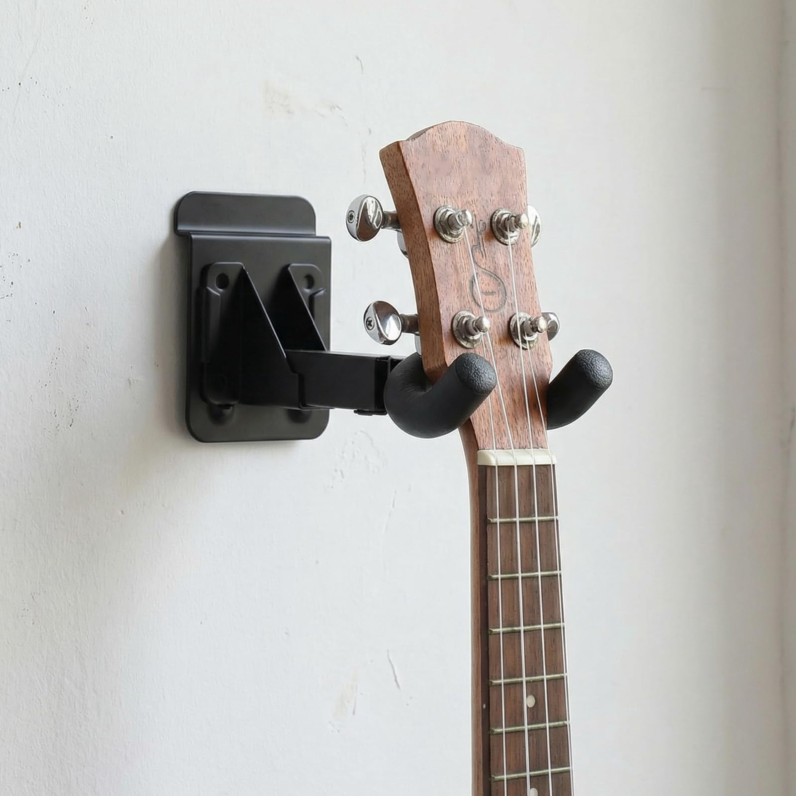 6 Pcs Guitar Hanger Wall Mount Heavy Duty Metal Hook Holder With Slat Adapter 180° Adjustable Black Stand For Acoustic Electric Bass Ukulele
