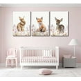 thumbnail image 4 of Hieng 3 Pcs Safari Animals Nursery Canvas Wall Art Girl Animal Floral Woodland Watercolor Prints Pictures Wall Decor Rabbit Fox Deer Watercolor Poster Printing Artwork for Girls Room Home Decoration, 4 of 6