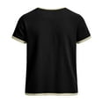 thumbnail image 4 of GUZOM Mens Black Henley Shirt Short Sleeve | Slim Fit Linen Cotton Blend Casual Button Down Top for Men,Size 3XL, 4 of 6
