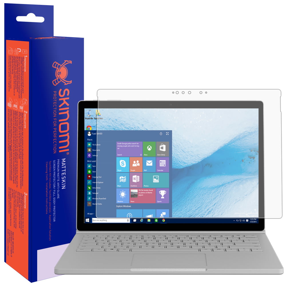Skinomi Carbon Fiber Skin & Screen Protector for Microsoft Surface Book 