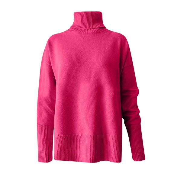 IROINNID Reduced Womens Sweater Turtleneck Pullover Sweater Solid Color Comfy Mid-Length Long Sleeve Autumn and Winter Popular High Collar Knit Sweater