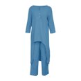 thumbnail image 4 of Wiyuqeen Two Piece Cotton Outfits for Women High Low Hem 3/4 Sleeve Blouse with Pants Sets Solid Plain Matching Clothes Sets Ladies Loose Fit Loungewear, 4 of 6