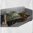 thumbnail image 6 of Christmas Soft Flannel Fleece Throw Blanket, Vintage Ambiance Big Old Fashioned Window Xmas Tree Various Presents, Cozy Plush for Indoor and Outdoor Use, 60" x 80", Brown Red Green, by Ambesonne, 6 of 6