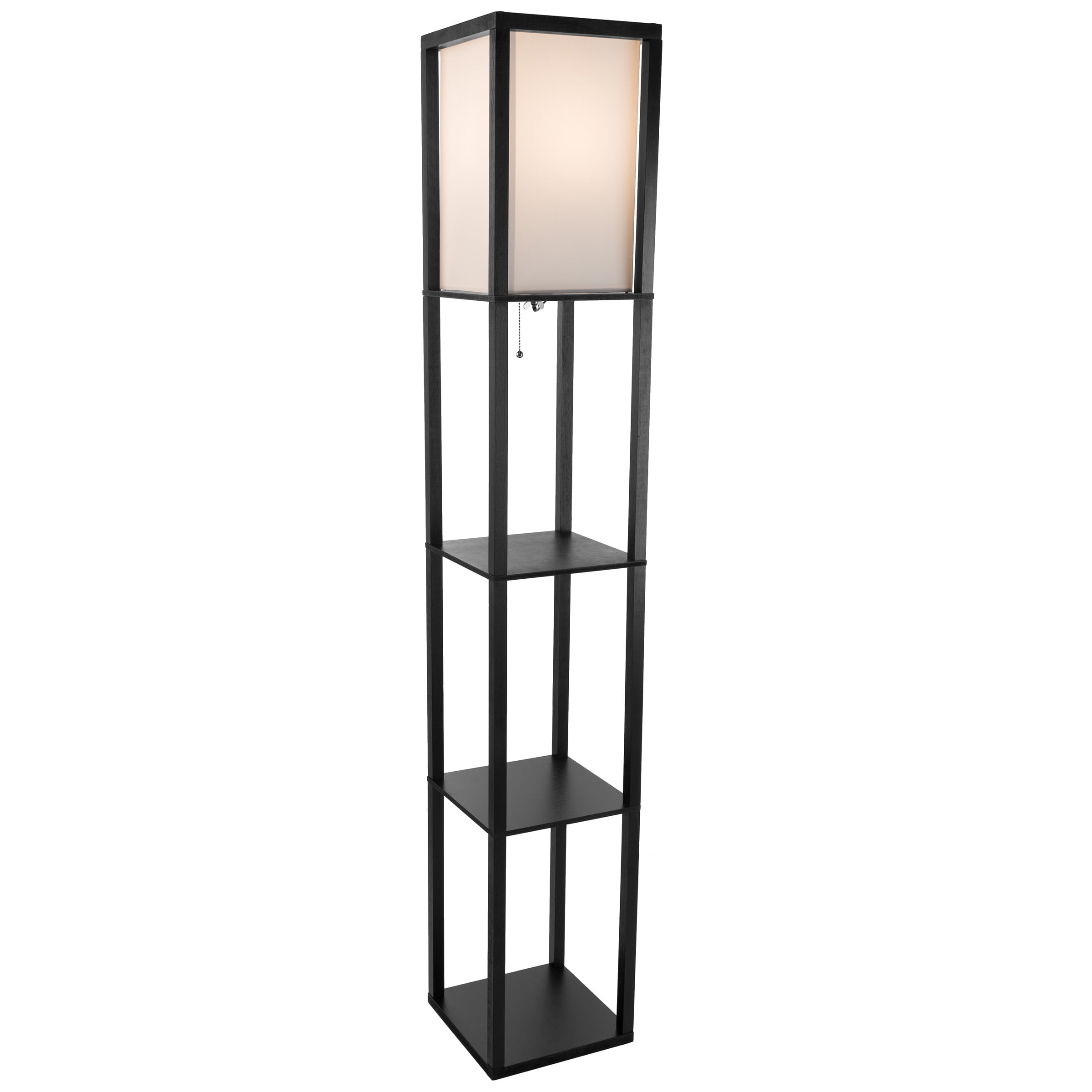 Lavish Home Etagere LED Floor Lamp with 3 Tiers of Storage Shelving, Black