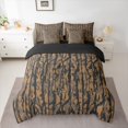 thumbnail image 2 of Homewish Orange Grey Stripes Bedding Comforter Set, Chic Vintage Abstract Pmbre King Bedding Sets, Camouflage Reversible Bed Sheets, Lightweight Room Decor, 2 of 7