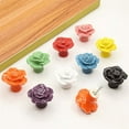 thumbnail image 7 of HDJNal Antique Rose Flower Cabinet Knobs, 6pcs Vintage Ceramics Handles Decorative Drawer Handle Knobs for Dresser Cabinet with Mounting Screws (Black), 7 of 7