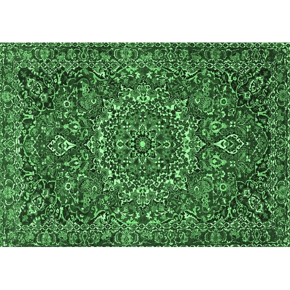 Ahgly Company Indoor Rectangle Persian Emerald Green Traditional Area Rugs, 7' x 10'
