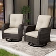 thumbnail image 3 of MeetLeisure 2 PCS Swivel Patio Chairs Set, Wicker Furniture with High Back, Deep Seating, Wide Armrest, Thick Cushions for Deck Porch, Beige, 3 of 11