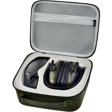 

Case for Howard Leight Shooting Ear Protection/ Walker s Game Ear Razor Slim Electronic Muff Eye Protection Glasses Holder (Green Bag Only)