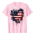 thumbnail image 4 of TOWED22 American Flag Patriotic T-Shirt Women 4th of July Gift Shirt USA Flag Stars Stripes Graphic Short Sleeve Casual Tops(Pink,M), 4 of 6