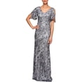 thumbnail image 1 of Alex Evenings Robe Longue à Sequins pour Femmes avec Manches à Volants 14 Argent, 1 of 2